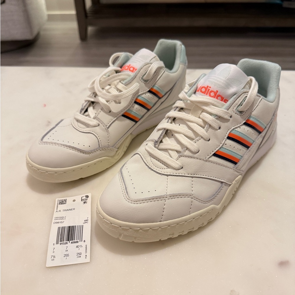 Adidas White Sneakers with Multicolor Stripes - New in box